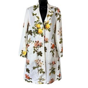 Anthropologie Payal Pratap Floral Longline Linen Blazer Jacket